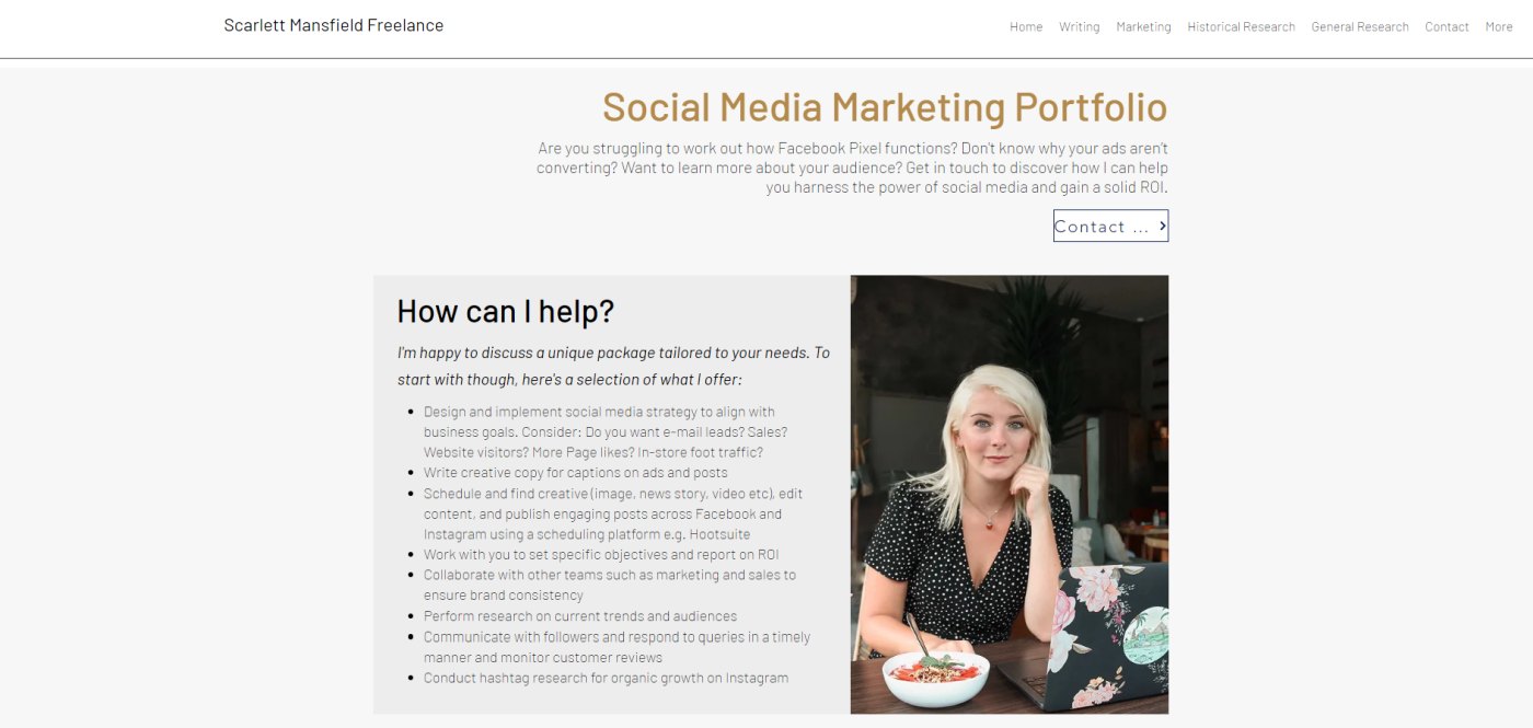Social Media Portfolio Scarlett Mansfield