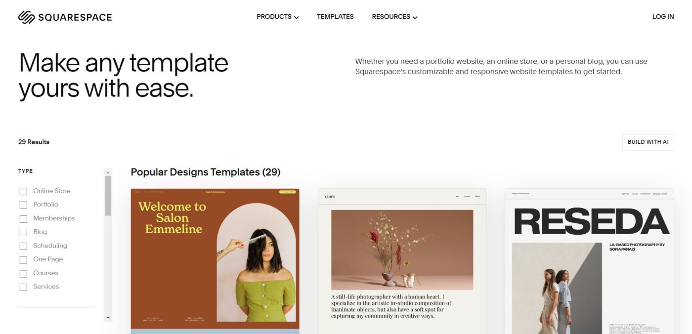 Squarespace Website Templates