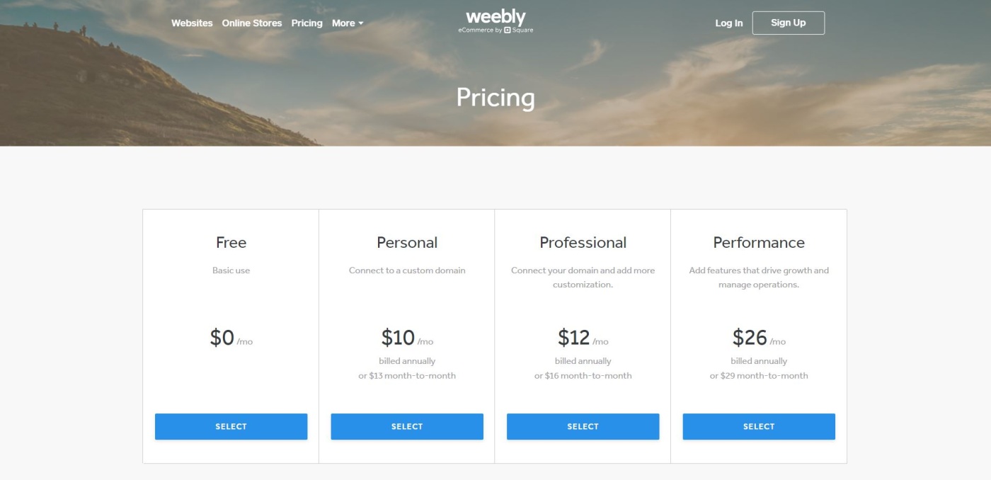 Weebly Pricing