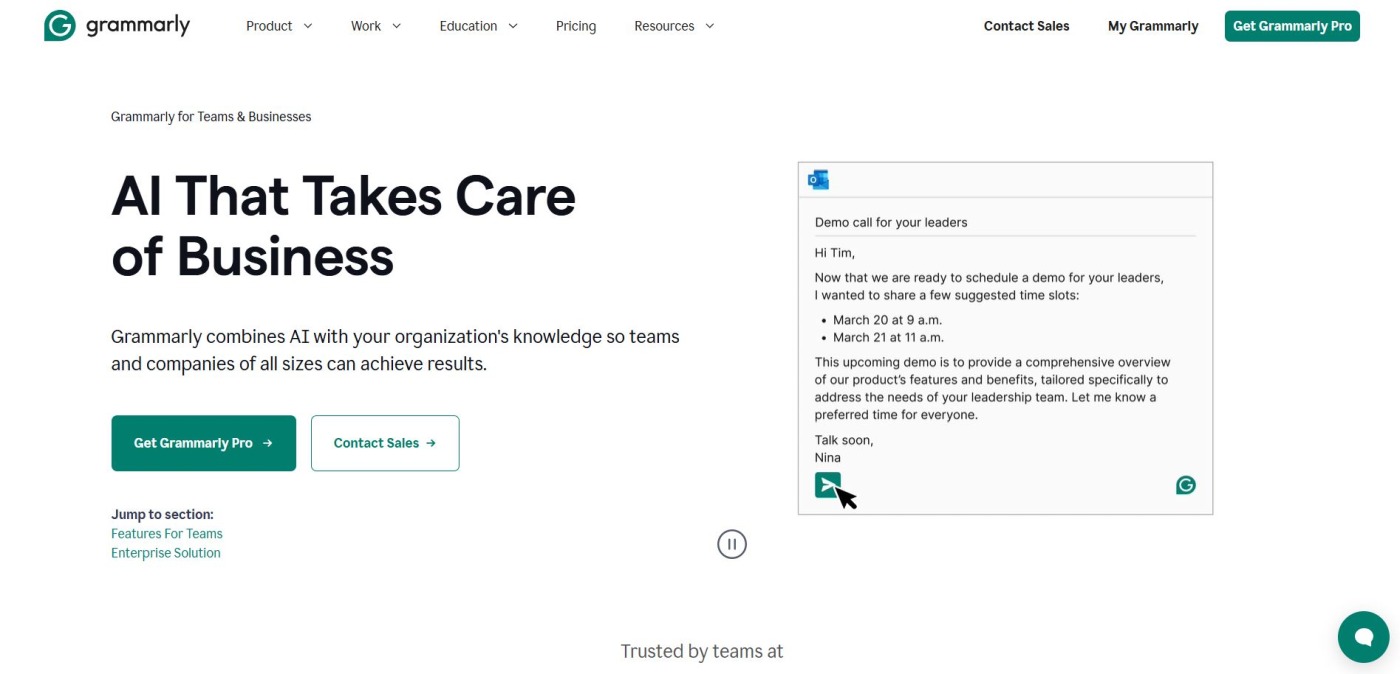 Small Business AI Tool Grammarly Business