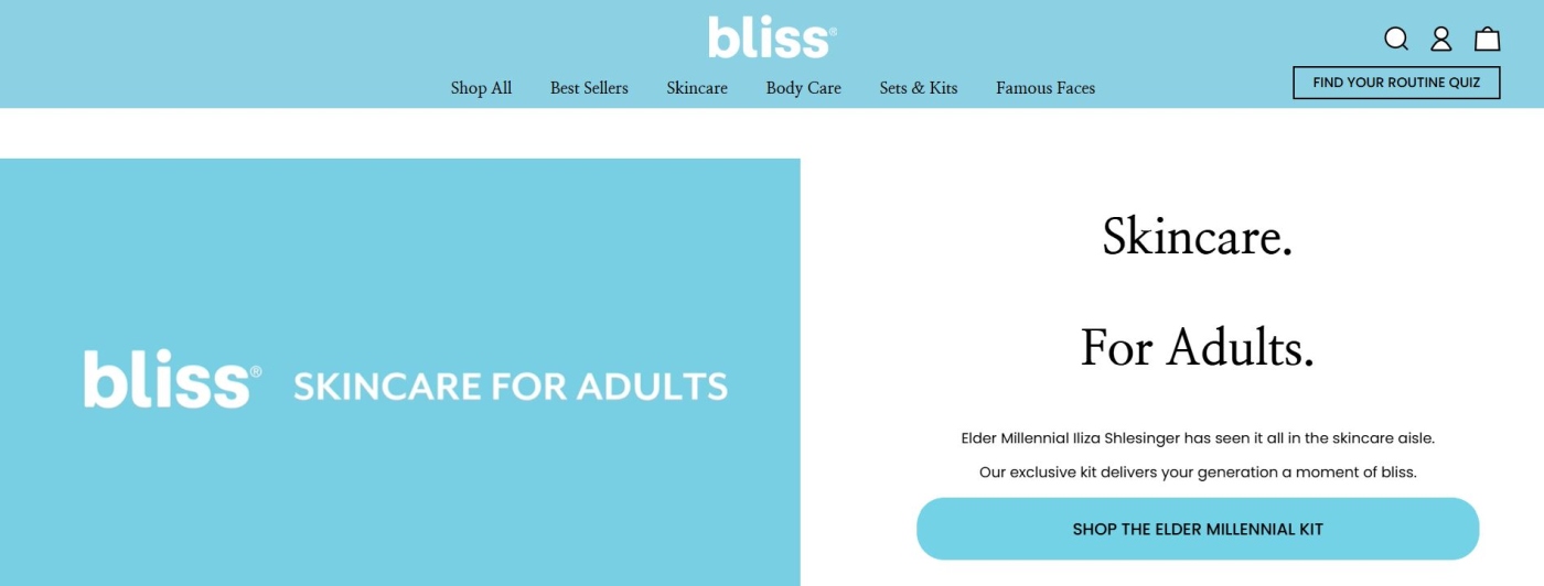 ecommerce website examples bliss