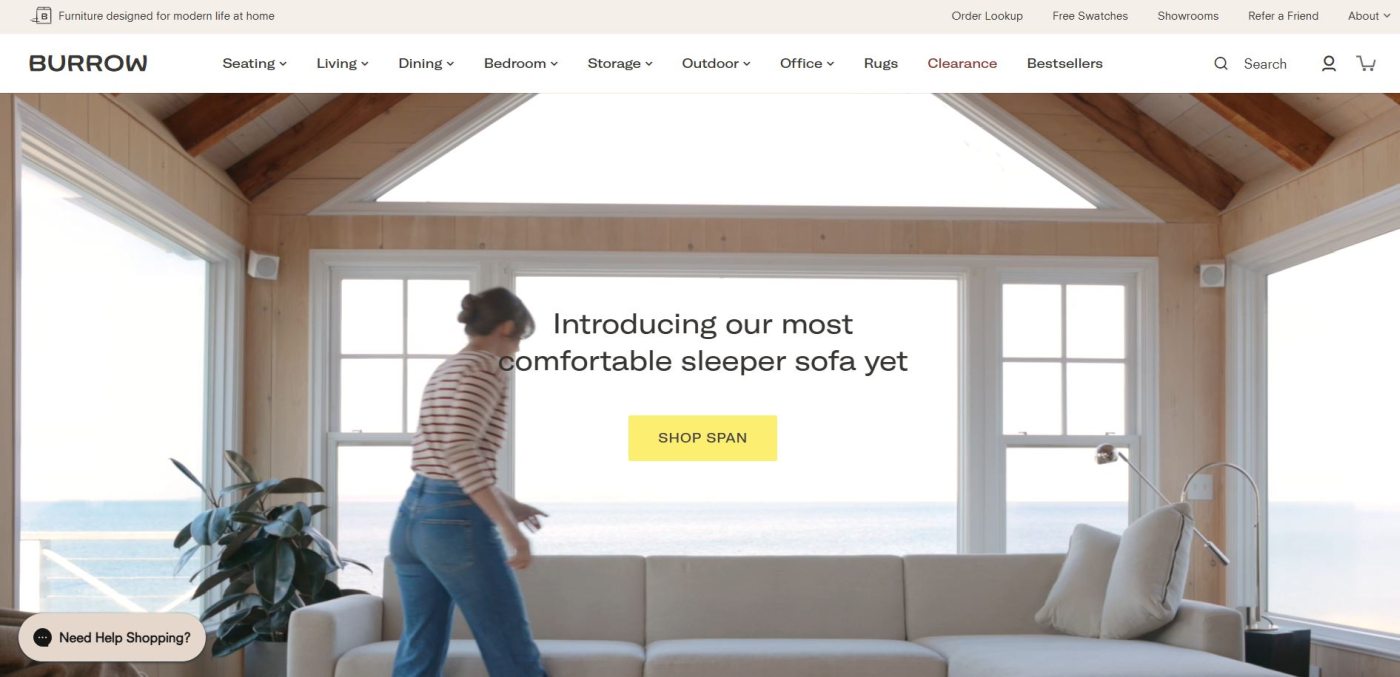ecommerce website examples burrow