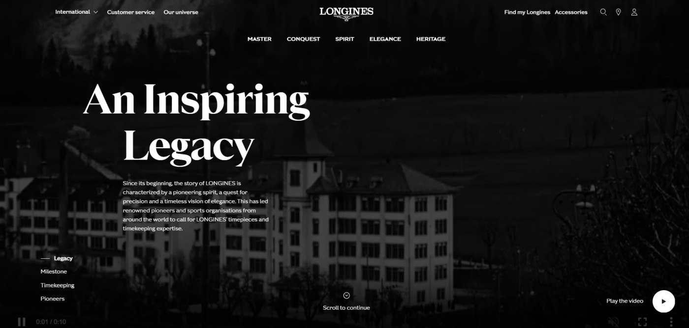 ecommerce website examples longines