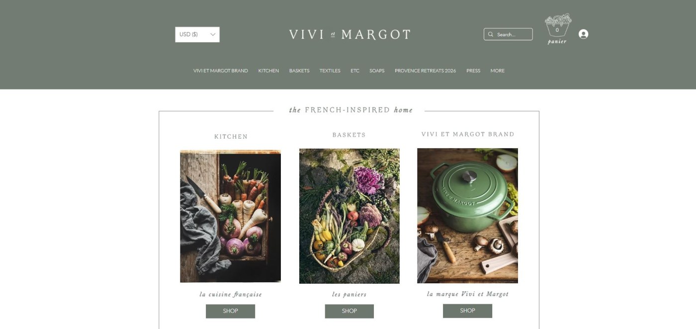 ecommerce website examples vivi et margot