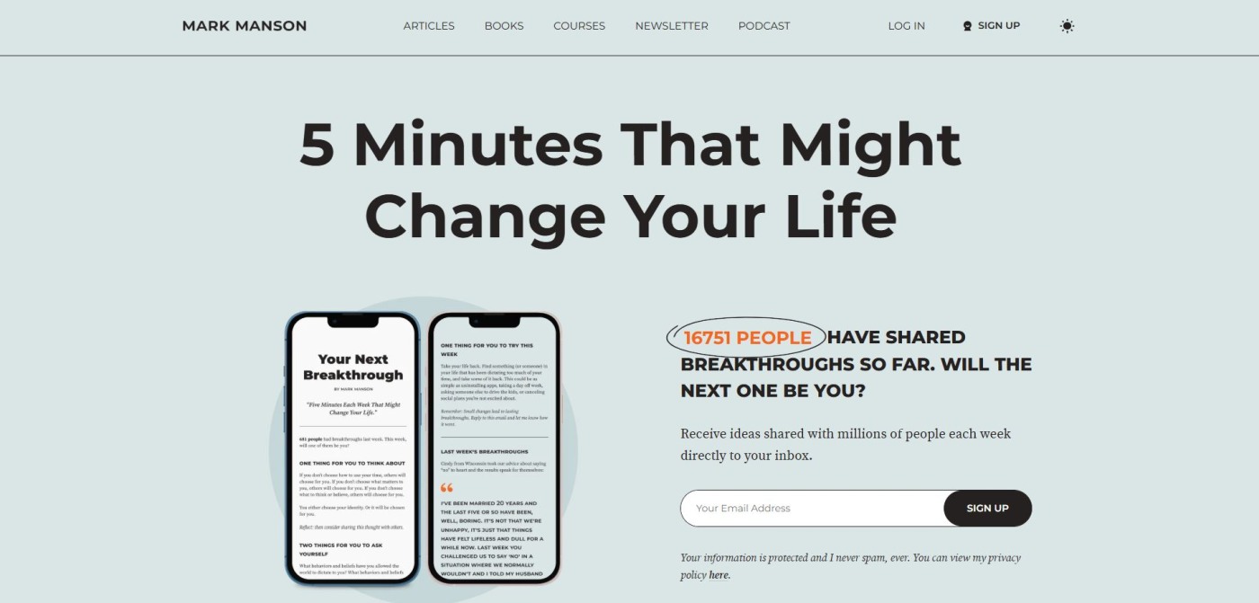 Mark Manson Blog Example 