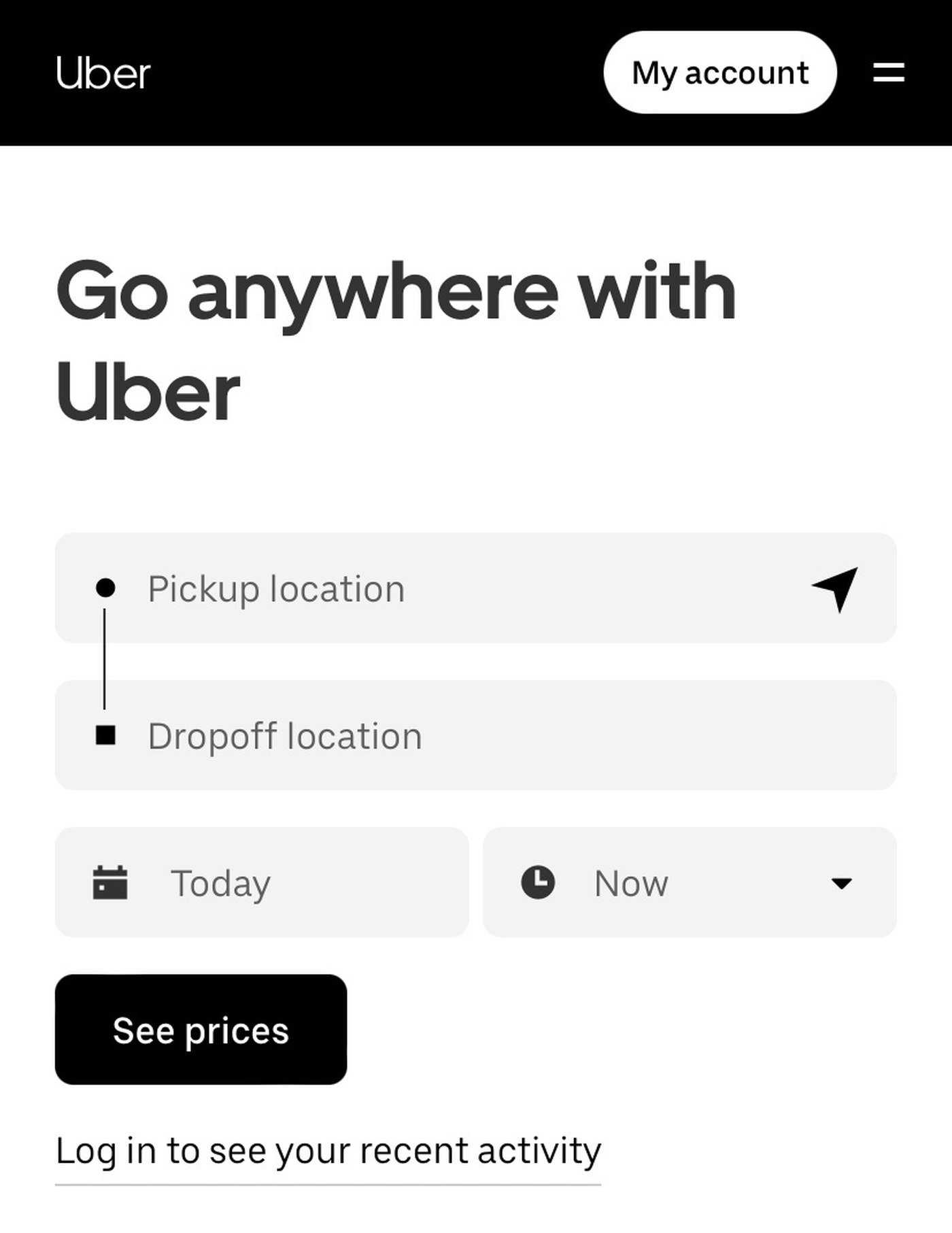 Mobile Website Uber