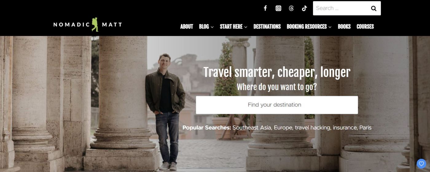 Nomadic Matt Blog Example 