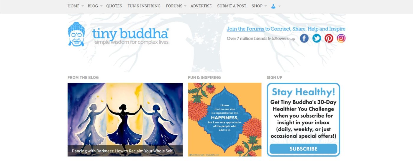 Tiny Buddha Blog Example 